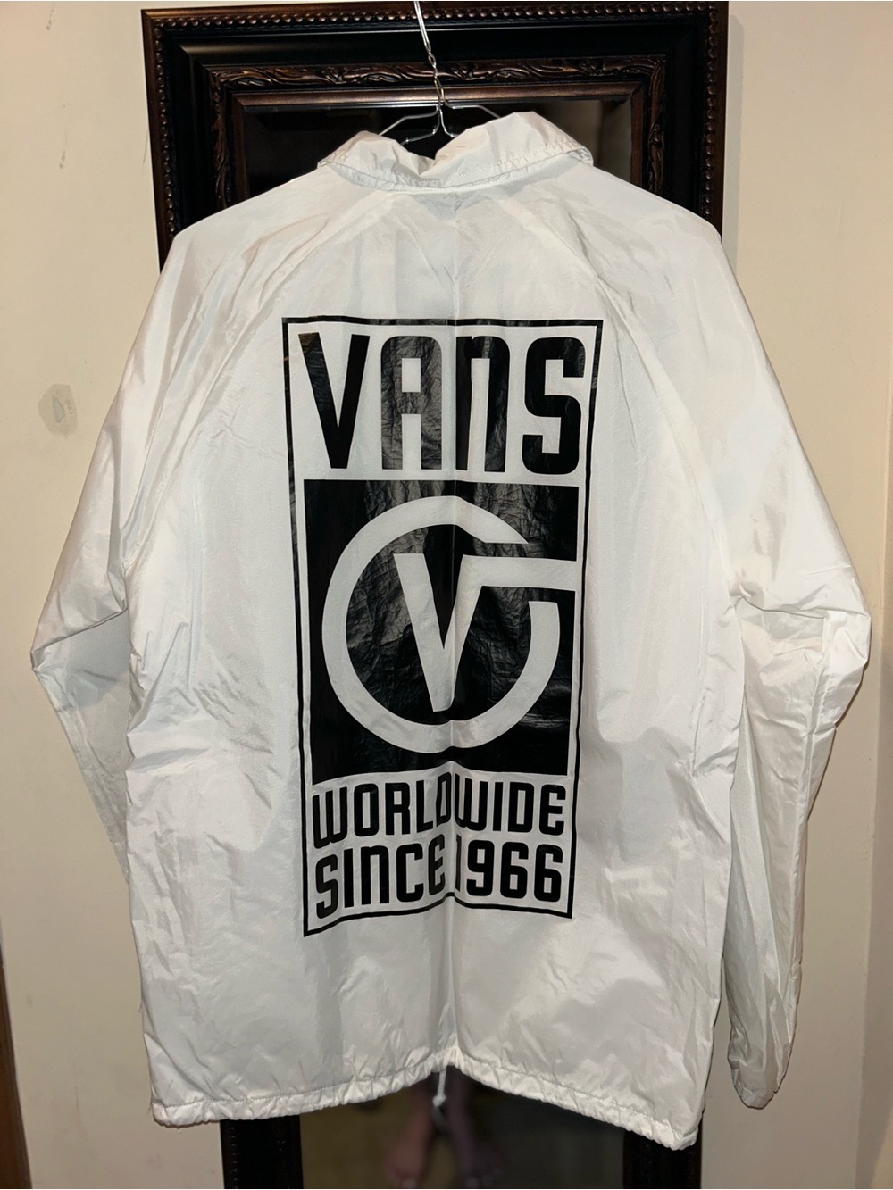 Vans White Jacket with Black Logo Tag